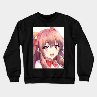 Brown hair beautiful anime girl Crewneck Sweatshirt